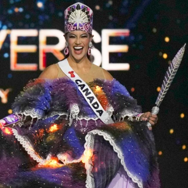 Ashley Callingbull proudly representing Canada at the National Costume Show