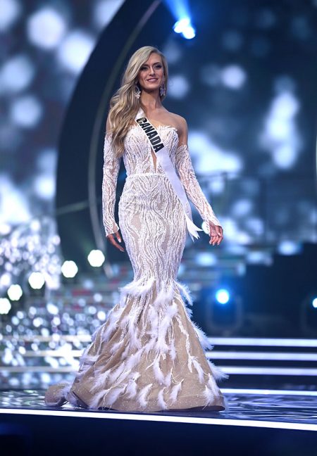 Tamara Jemuovic, Miss Universe Canada 2021 competes on stage in her ...